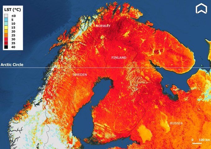 Rekordtemperaturer i Norden och Arktis